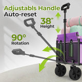 Aimnny Purple Small Collapsible Wagon Cart, Lightweight Folding Utility Cart with Wheels, 220lbs Capacity Portable Grocery Cart for Sporting Events, Garden, Shopping (Purple)