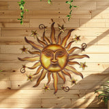 LIFFY 24" Sun Metal Wall Art Outdoor Decor - 3D Sun Face Metal Wall Sculpture - Hanging Decoration Gift Ideal for Home Accent, Bedroom, Garden, Patio, Farmhouse - Lively and Vibrant