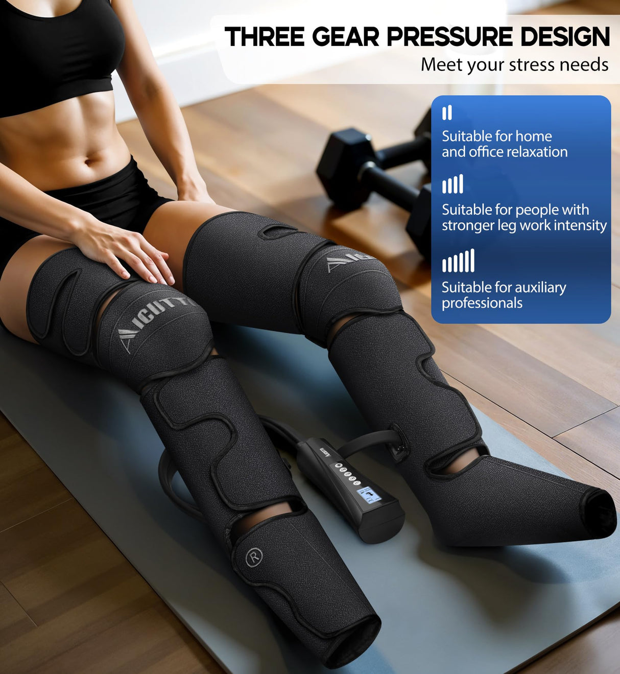 AICUTTI Air Compression Leg Massager with Heat - Circulation Booster for Foot, Calf, Knee & Thigh Pain Relief - Gifts for Women, Men, Dad, & Mom for Mother's Day, Father's Day, Birthdays & Christmas