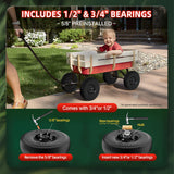 USCaster 4.10/3.50-4 Tire and Wheel Flat Free,10-Inch Solid Wheel Replacement with 5/8 Extra 3/4 &1/2 Bearings,2.2" Offset Hub -Compatible with Hand Truck,Wheelbarrow,Dolly(Wave,Black)