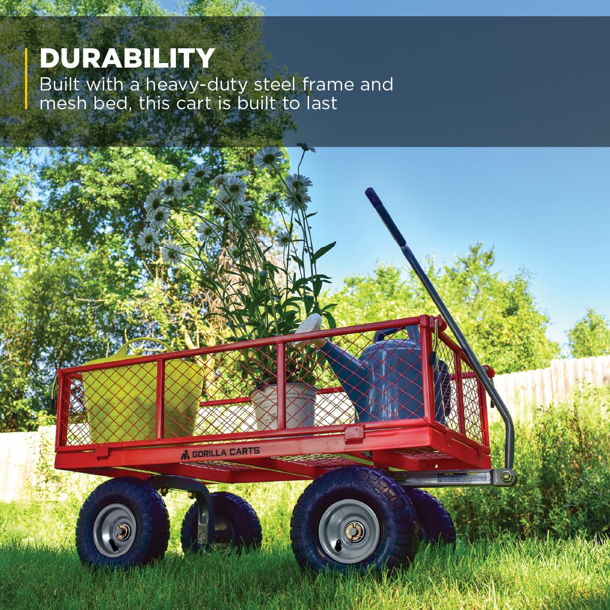 Gorilla Carts Steel Utility Cart, 800 lb Capacity, 4 Cu Ft., Black