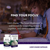 Host Defense Mushrooms Lion's Mane - Supplement Capsules for Brain Health Support - Mushroom Support for Focus & Memory Function - Immune & Nervous System Supplement - 120 Capsules (60 Servings)*