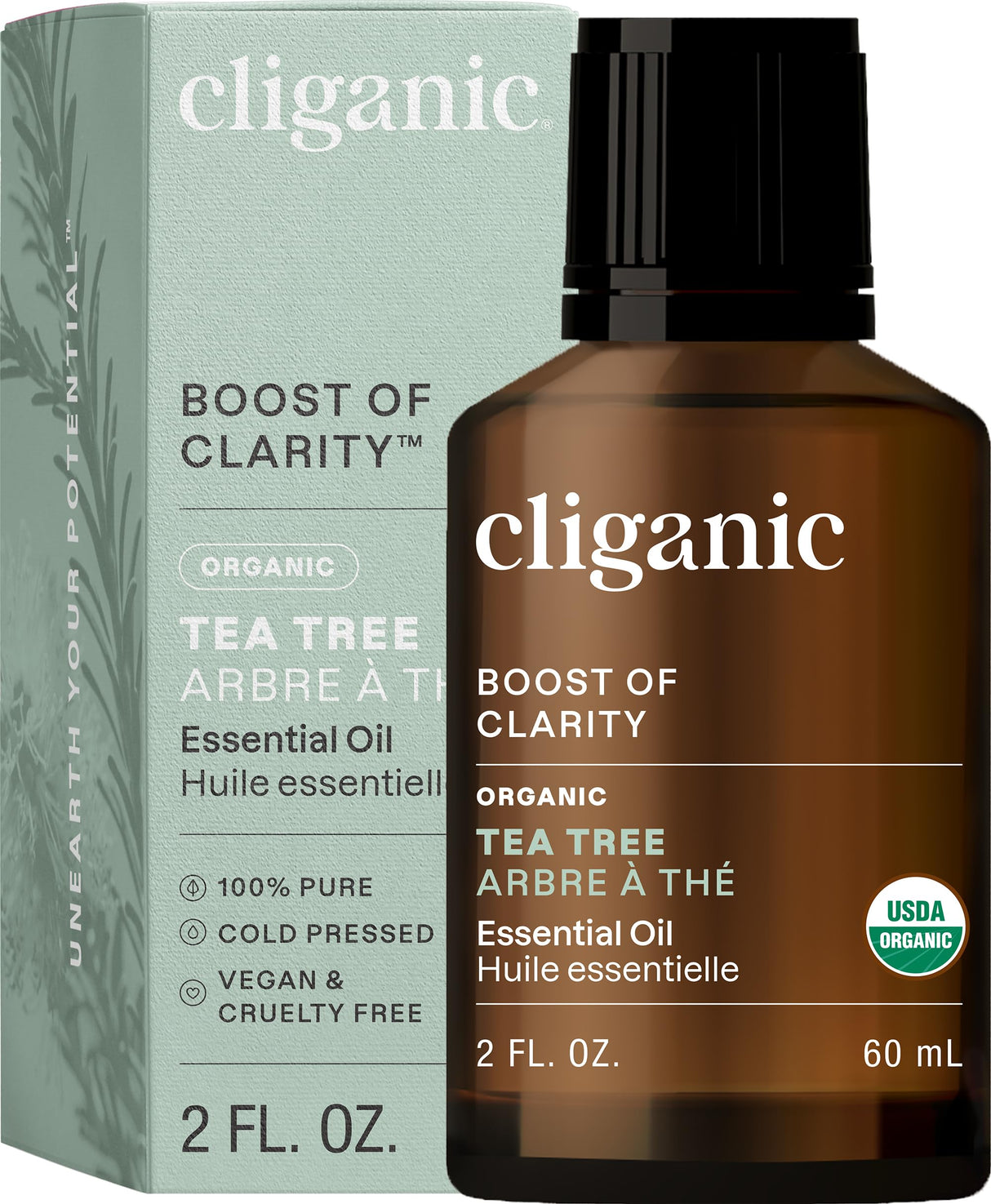 Cliganic Organic Tea Tree Essential Oil - 100% Pure Natural for Aromatherapy Diffuser | Non-GMO Verified (Packaging May Vary)