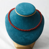 Kakikaki Beaded Natural Red Agate 6MM Round Beads Choker Necklace for Women