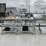 YITAHOME NSF Stainless Steel Table, 36" X 24" Worktable with Wheels, 3 Shelves Metal Prep Workstation for Home Kitchen Restaurant Garage Warehouse Outdoor