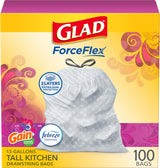 Glad Tall Kitchen Trash Bags 13 Gallon, Gain Moonlight Breeze Garbage Bags, Odorshield with Drawstring, 100 Count