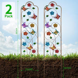 2 Pack Metal Garden Trellis Arched Fence Trellises for Climbing Plants Outdoor, Roses, Vines, Flowers, and Vegetables Support, 60'' H x 12'' W, Butterfly
