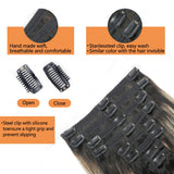 FB27 Balayage Clip In Hair Extensions Real Human Hair Straight Ombre Clip In Black to Blonde Human Hair Extensions Highlight Clip ins Remy Hair for Women 8Pcs with 18Clips Lace Weft 120g 18inch