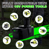 Cheerlark Upgrade 2 Pack 8.0Ah High Capacity Replacement for Ryobi 18V Battery P108 P104 P105 P102 P103 P122 P109 Li-ION Compatible with Ryobi 18V ONE+ System Cordless Power Tools and Charger