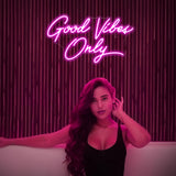 Kavaas Good Vibes Only Neon Signs for Wall Decor 17.7" x 9.9" | Pink Good Vibes Only LED Sign for Bedroom, Party, Bar, Salon - Best Gifts for Birthday, Christmas