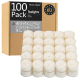 Tealight Candles, Giant 100,200,300 Bulk Packs, 4-4.5 Hrs White Unscented European Smokeless Clear Cup Tea Lights for Shabbat, Weddings, Christmas, Home Decorative- 100 Pack