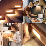 6 Pack Under Cabinet Lighting Wireless, 40 LED Rechargeable Battery Motion Sensor Light Indoor, Stick On Magnetic Closet Lights, Under Counter Lights for Kitchen, Stairs, Warm 10 in