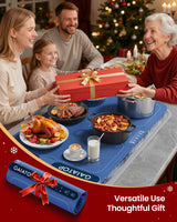 Gaiatop Food Warming Mat, Fast-Heating Silicone Electric Warming Tray with Heat Insulating Pad, 7-Level Temp 8h Timer Food Warmer Mat, Portable Heating Mat for Countertop Gatherings Party Home, Blue