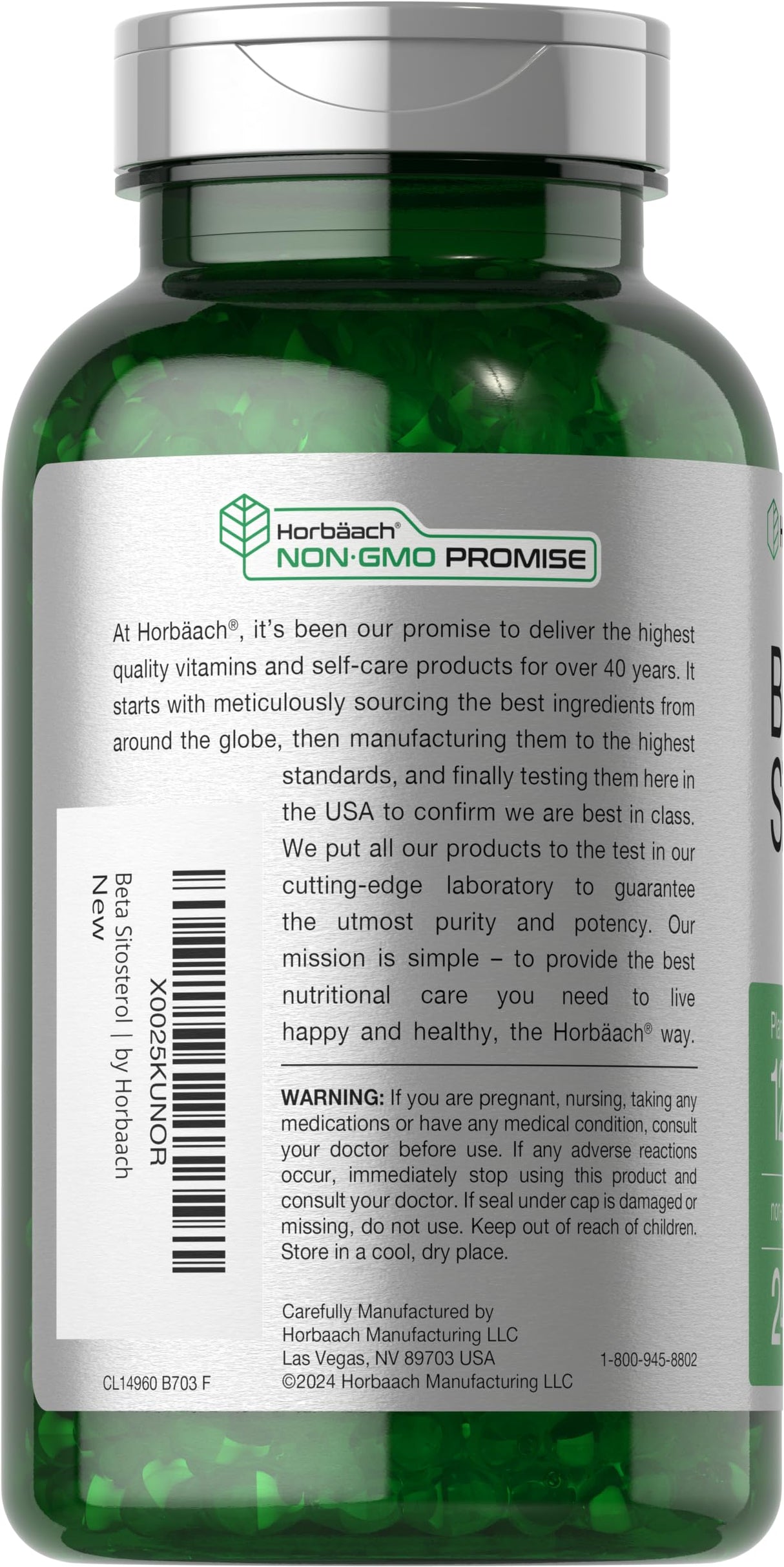 Horbäach Beta Sitosterol 1200mg | 240 Softgel Capsules | Mega Strength | Plant Sterols Complex | Non-GMO, Gluten Free Supplement
