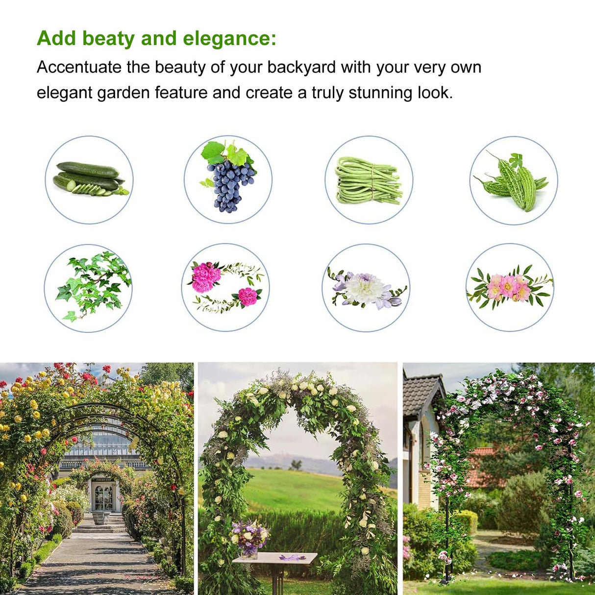 Metal Pergola Arbor, 4.6 ft W x7.9 ft High,Assemble Freely Light Weight