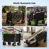 SUNNYFEEL 550LBS Push Pull Foldable Wagon with Tailgate & Big Wheels