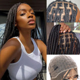 Fancy Hair 32" Braided Wig Square Knotless Box Braided Wigs for Black Women Full Double Lace Glueless Braids Wig with Baby Hair Synthetic Black Braided Wig for African American Women(Updated Version)
