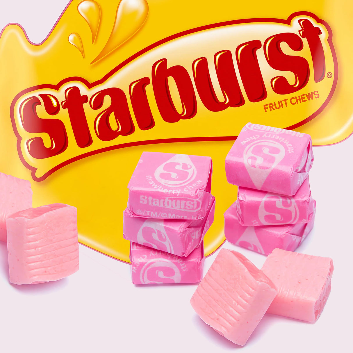 Strburst All Pink Chewy Candy - 2 Pounds Approx 180 Strawberry Candies - Bulk Candy Individually Wrapped Christmas Candy - Snacks for Kids and Adults - Pink Christmas Candy Bulk for Candy Buffet and Christmas Decoration