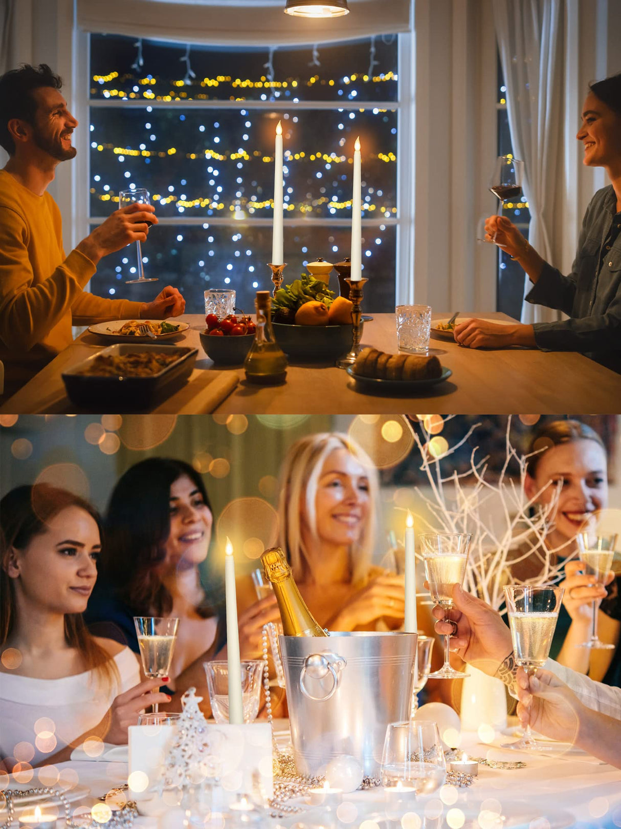 Funtery 48 Pcs Flameless LED Taper Candles 11 Inch Battery Operated Candles Bulk LED Candlesticks Fake Candle Flickering Flames for Christmas Church Wedding Party (Ivory, Classic)