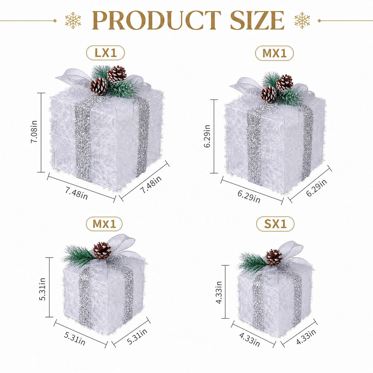 Set of 4 Christmas Lighted Gift Boxes, Battery Operated Xmas Decor