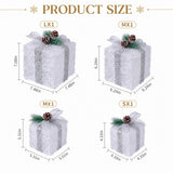 Set of 4 Christmas Lighted Gift Boxes, Battery Operated Xmas Decor