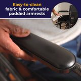 Drive Medical SSP118FA-SF Silver Sport 1 Folding Transport Wheelchair with Full Arms and Removable Swing-Away Footrest, Black