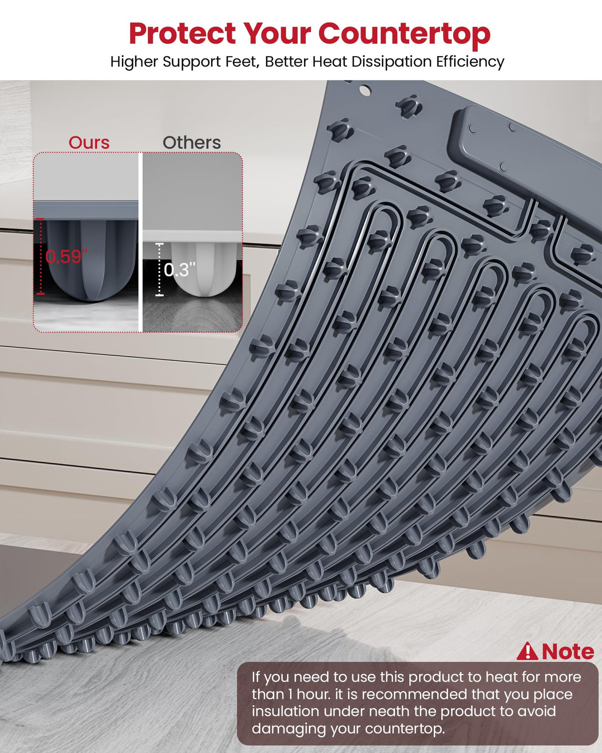 Extra Large Food Warming Mat for Countertop (XXL 36”x16”) - Full-Surface Heating Pad with 4 Temps Settings, Ideal for Buffet Party Food Warmer, Roll-Up Electric Warming Tray for All Gathering, Gray