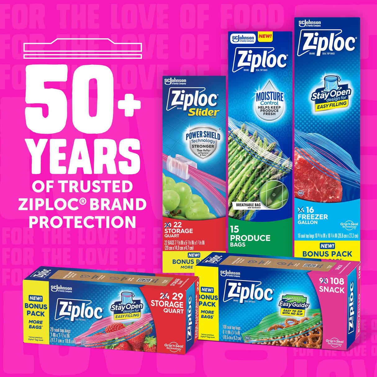 Ziploc Gallon Food Storage Bags, Stay Open Design with Stand-Up Bottom, Easy to Fill, 162 Count