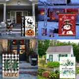Seasonal Garden Flags Set of 12 Double Sided 12 x 18 Inch Yard Flags, Small Garden Flags for Outside, Fall Winter Halloween Christmas Outdoor Flags, Holiday Flags for All Seasons