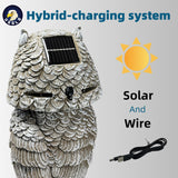Ugold Solar Powered Garden Owl with Motion Detection, Rotating Head, Realistic Hoots and Silent Mode, Outdoor Statue and Sculpture, Owl Decoration for Home, Garden, Patio and Lawn