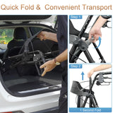 Rollator Walkers with Seat for Seniors, Foldable 8" Big Wheels All Terrain Rolling Walker, Handles and Ergonomic Seat Height Adjustable, 350 lb, FSA HSA Eligible