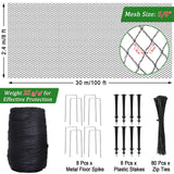 8 X 100 Ft Garden Netting, 5/8in Mesh Heavy Duty Bird Netting for Vegetable, Fruit Trees, Blueberry Bush Protection, Reusable Poultry Netting Against Birds, Deer, Rabbit and Cat, Chicken Coop Net