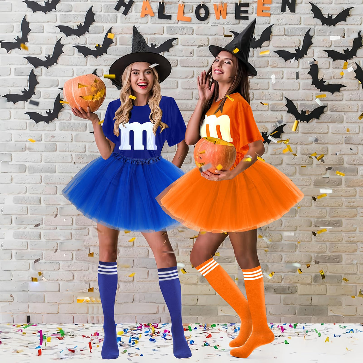 FONYFA Letter M Halloween Costumes Tutu Skirts, Women Team Group T-Shirt, Chocolates Candy Costume for Halloween Christmas Party Costume