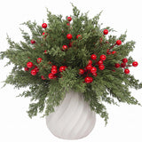 lovemoon 70Pcs Christmas Artificial Pine Stems with Red Berries, Faux Cedar Branches, Fake Christmas Greenery Pine Picks with Berries Stems for DIY Crafts, Garland Wreath & Home Xmas Decor (70)