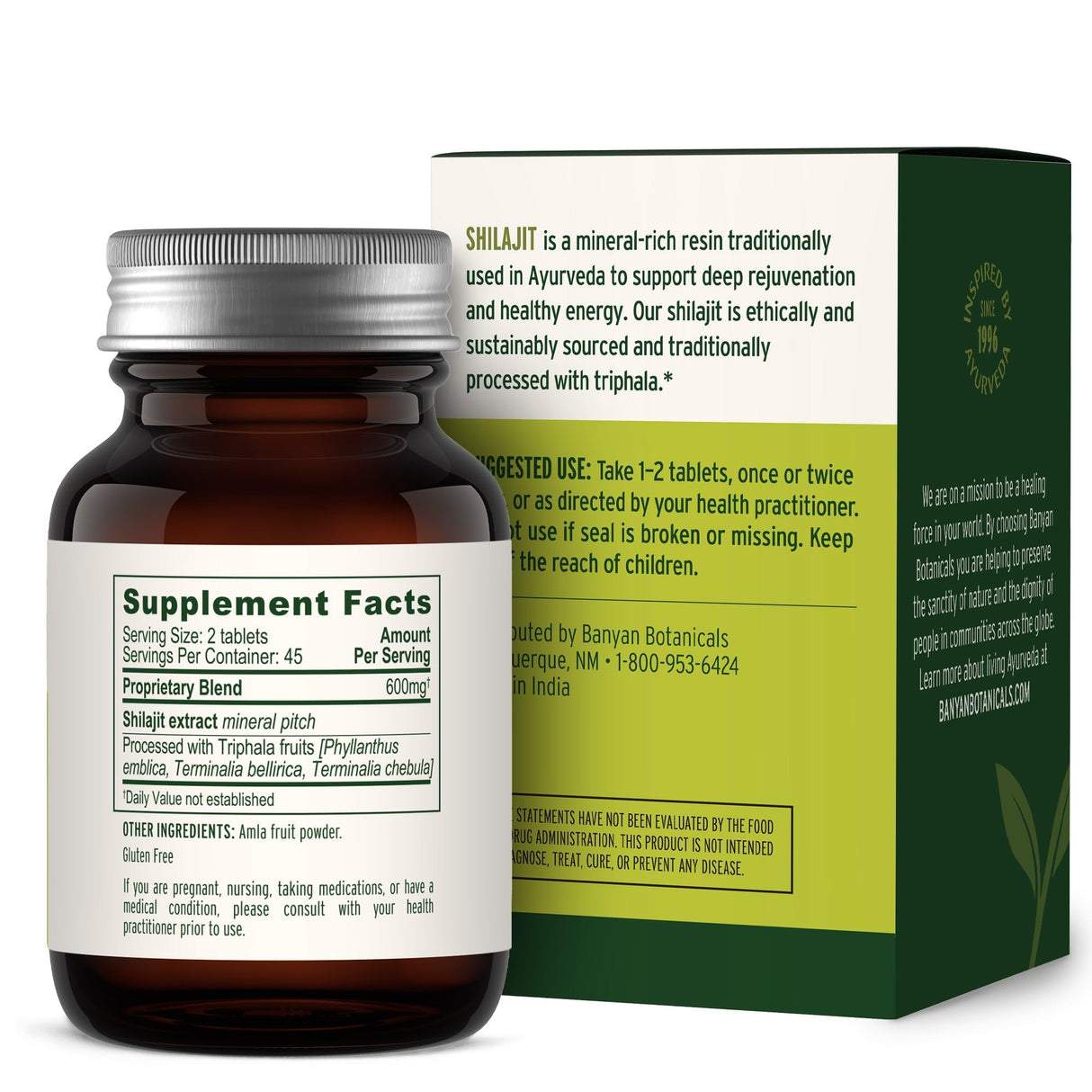 Banyan Botanicals Shilajit – Organic and Sustainable Mineral Pitch – Mineral-Rich Shilajit Supplement for Natural Detoxification and Healthy Aging* – 90 Tablets – Non GMO Sustainably Sourced Vegan