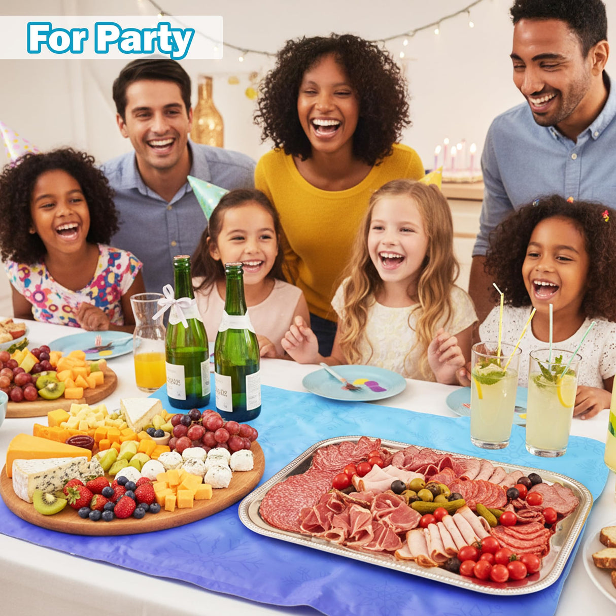MALLMALL6 Reusable Freezable Ice Mat - 2Pcs Cooling Keeping Food Fresh Serving Tray for Outside Picnic Party Buffet, 19.7 x 15.7 in Snowflake Charcuterie Chilling Mats for Cheese Deli Veggie Sushi