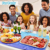 MALLMALL6 Reusable Freezable Ice Mat - 2Pcs Cooling Keeping Food Fresh Serving Tray for Outside Picnic Party Buffet, 19.7 x 15.7 in Snowflake Charcuterie Chilling Mats for Cheese Deli Veggie Sushi