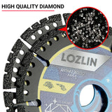 LOZLIN Diamond Blades 3-Pack 4.5" Diamond Multi-Purpose Saw Blades - Heavy Duty Angle Grinder Discs for Cutting Marble/Quartz/Stone/Tile/Metal/Plastic (Black Teeth)