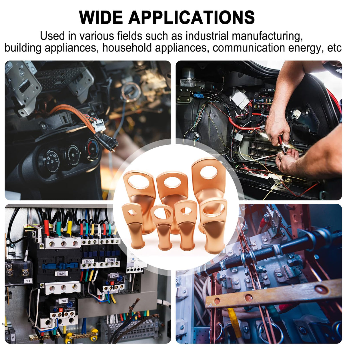 Twidec/230PCS Battery Cable Ends Kit AWG 8 6 4 2 1 1/0 2/0 Heavy Duty Copper Lugs Cable Wire Lugs,Copper Ring Terminals Connectors with Heat Shrink Tube and Hydraulic Crimping Tool With 9 Die