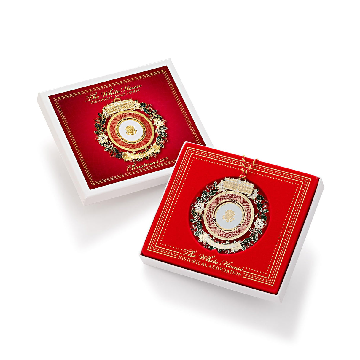 Official 2025 White House Christmas Ornament – Honors 150 Years of White House State Dinners, 24k Gold-Finished Brass, Includes Ribbon & Booklet, Collectible Gift in Keepsake Box, Made in USA