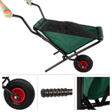 Pure Garden Folding Wheelbarrow with 80lb Capacity, Green