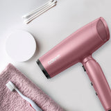 Conair Hair Dryer with Diffuser and Folding Handle, Travel Friendly Hair Dryer, Radiance Boost Blow Dryer for Less Frizz, More Shine, and Irresistibly Silky Hair, Includes Diffuser and Concentrator