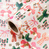 WRAPAHOLIC 30 Inch Jumbo Bow Christmas Wrapping Paper - 30 Inch x 33 Feet - Gold Foil Snoflakes and Plaid Bow Wrapping Paper for Girl Boy Kids, Christmas, Holiday