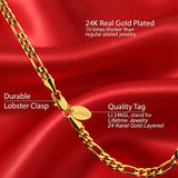 LIFETIME JEWELRY 4mm Figaro Chain Anklet for Women Men & Teen 24k Gold Plated (Gold, 9)