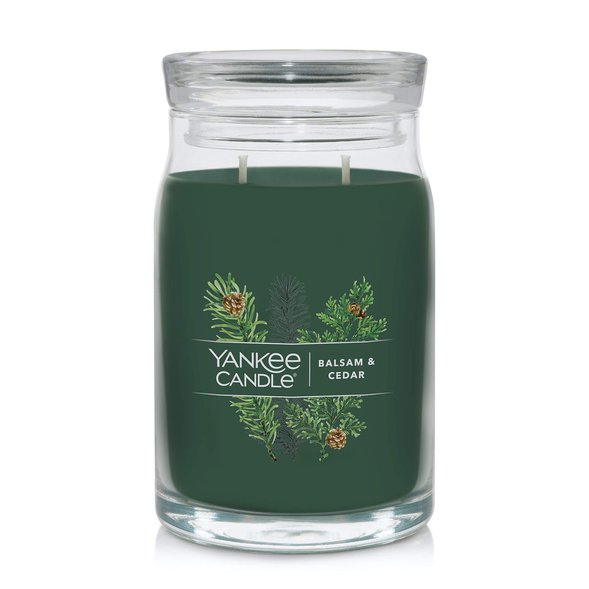 Yankee Candle Balsam & Cedar Scented Signature 20oz Large Jar 2-Wick Candle Over 60 Hours of Burn Time Christmas | Holiday