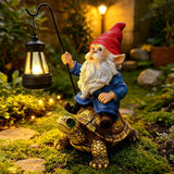 Bezseili Outdoor Garden Gnome, Funny Lawn Gnome Statue Decorations, Solar Gnome Riding Turtle Figurines Ornament for Patio, Balcony, Yard, Iutdoor Office Home Decor, Mom Grandma Sisters Gifts