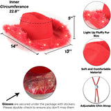 Funcredible Santa Light Up Cowboy Hat and Glasses - Christmas Cowgirl Hat - Feather Led Red Hats - Xmas Cowgirl Outfits for Women