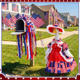 FuWeave 4th of July Porch Goose Outfit for 23'' Plastic Patriotic Cement Goose Statue Clothes Skirt Costume for Independence Day Outdoor Patio Yard Lawn Decor(Style3)