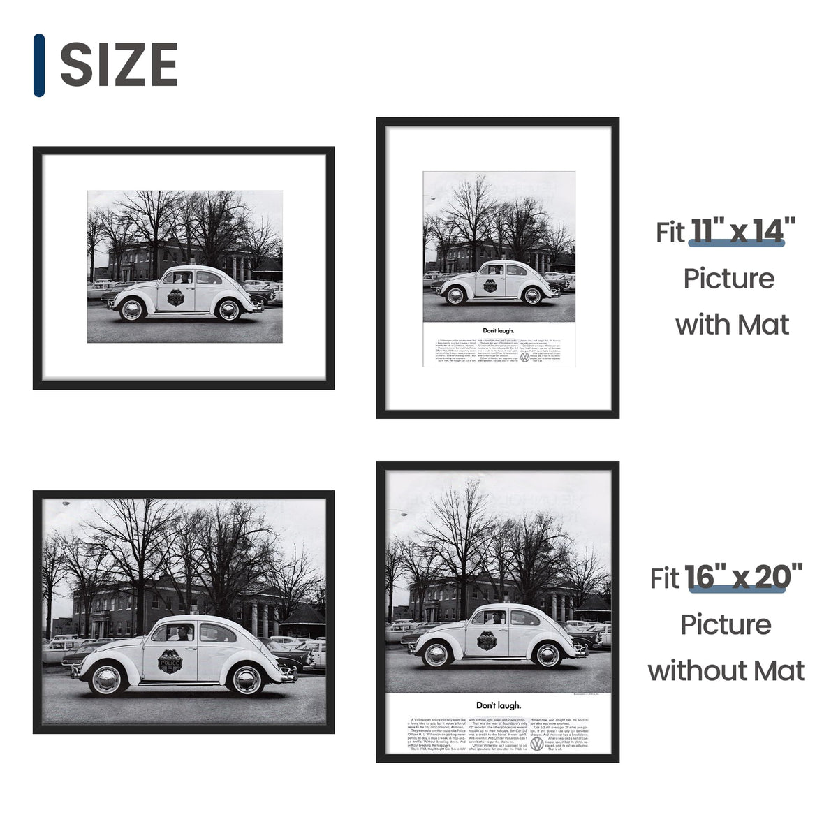 ENJOYBASICS 16x20 Picture Frame, Wall Gallery Frames Set of 2, Black