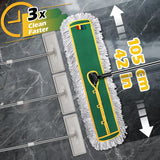 42" Commercial Dust Mop for Floor Cleaning, MASTERTOP Large Flat Mop with Long Handle, Sweeping Broom with 2 Different Mops Pads, Industrial Mop for Hardwood, Tile, Gym, Office, Mall, Warehouse